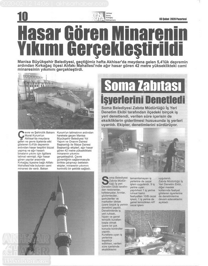 Akhisar Yeni Rota Gazetesi 3 Şubat 2020 10