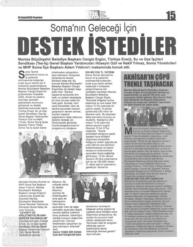 Akhisar Yeni Rota Gazetesi 3 Şubat 2020 15