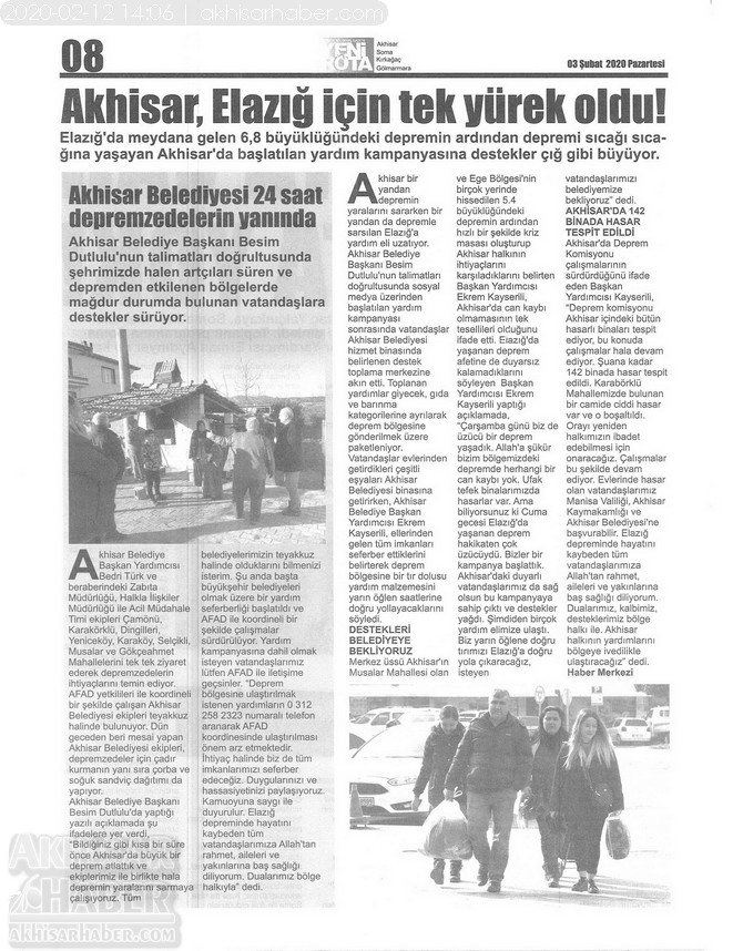 Akhisar Yeni Rota Gazetesi 3 Şubat 2020 8