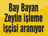 Bay Bayan Zeytin İşleme İşçisi Aranıyor