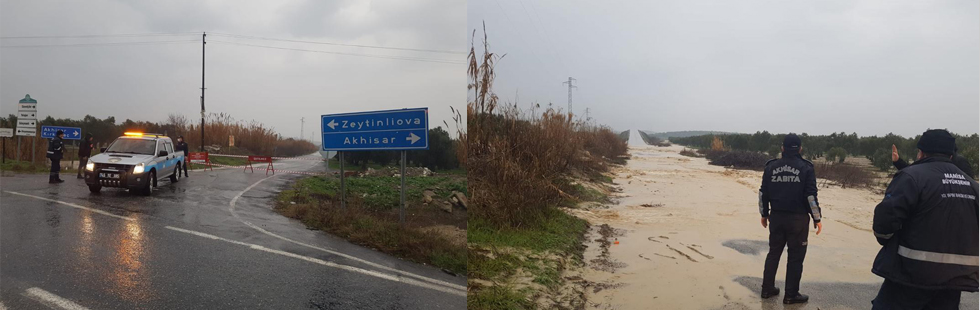 Aşırı yağışlar Akhisar’da köy yollarını kapattı