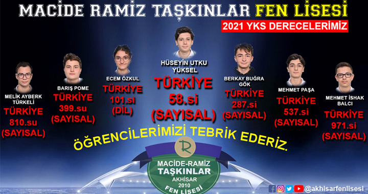 Macide Ramiz Taşkınlar Fen Lisesinden büyük başarı