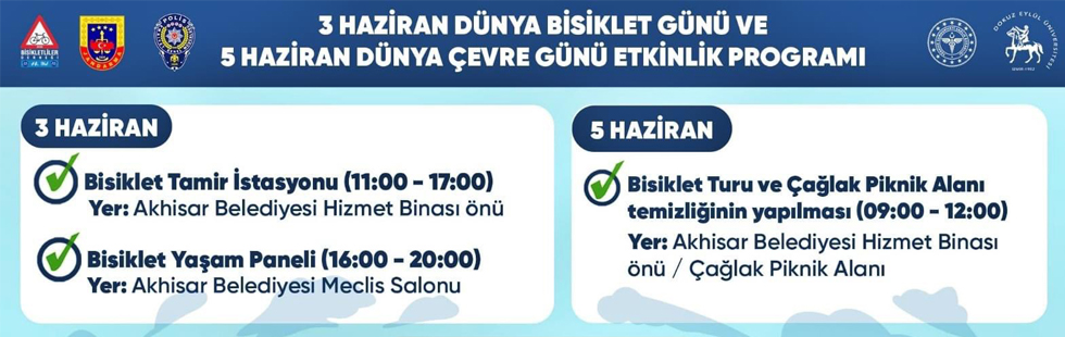 Akhisar’da Bisiklet Günü ve Çevre Günü etkinlik programı