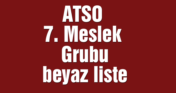 ATSO 7. Meslek Grubu beyaz liste