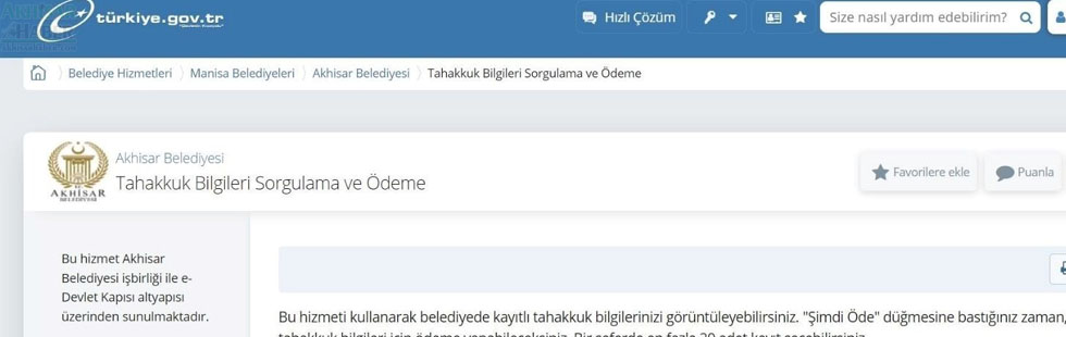 Akhisar’da ödemeler e-devlet üzerinden yapılabilecek