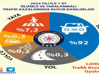 2024 yılı ilk 7 ayda Trafik kazalarında kusur dağılımları