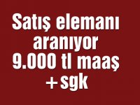 Satış elemanı aranıyor  9.000 tl maaş+sgk